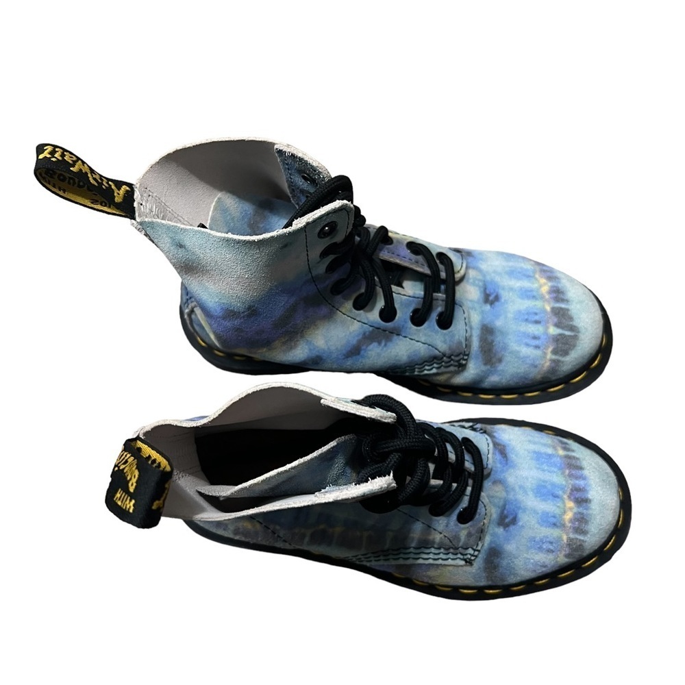 DR. MARTENS 1460 Pascal Blue Summer Tie-dye Tumbled Boots Size 5 — Worn 1X - Picture 3 of 5